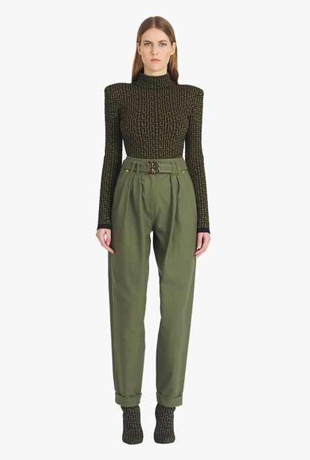 Boyfriend cut khaki jeans with Balmain buckle - 4