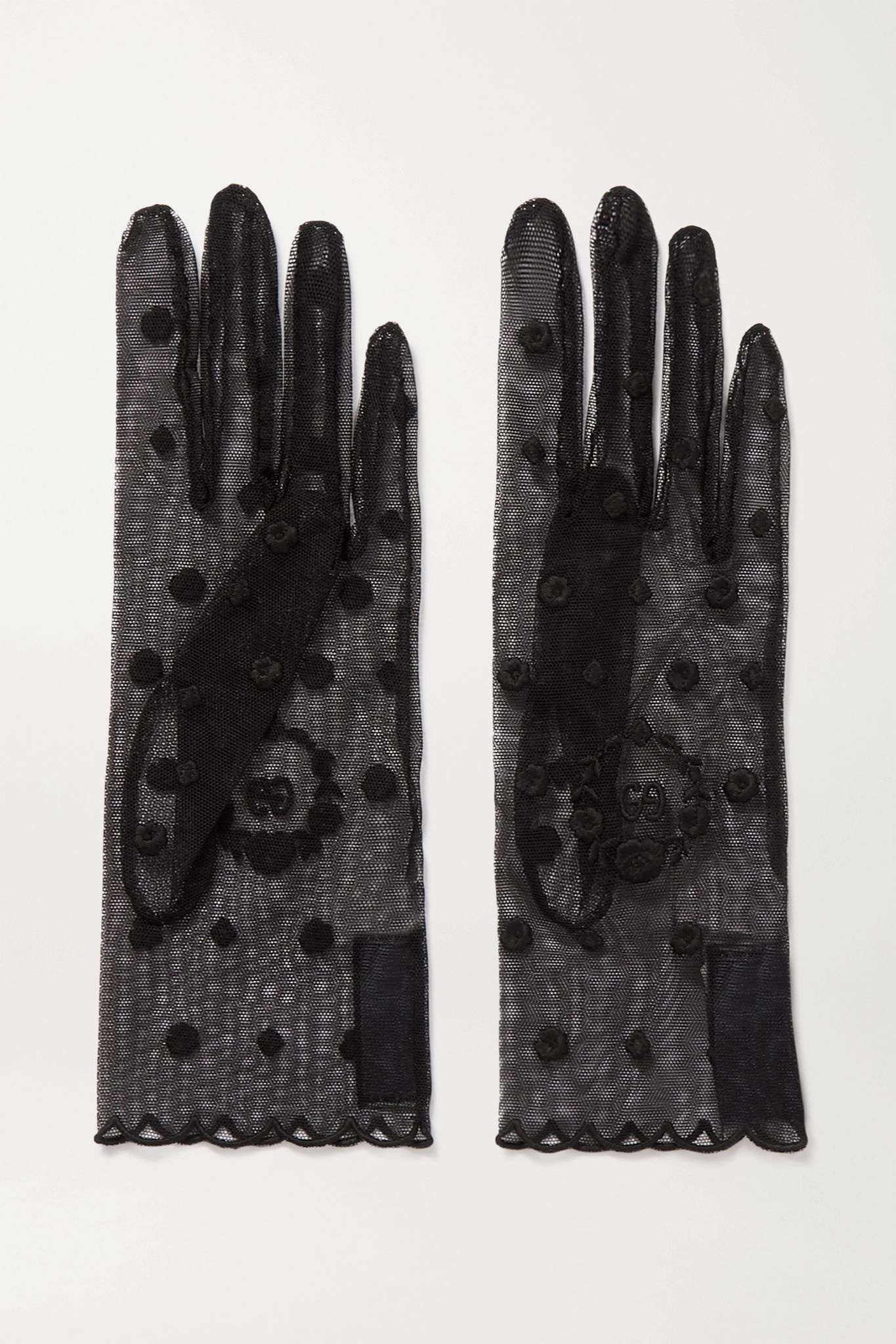 Laurel embroidered tulle gloves - 1