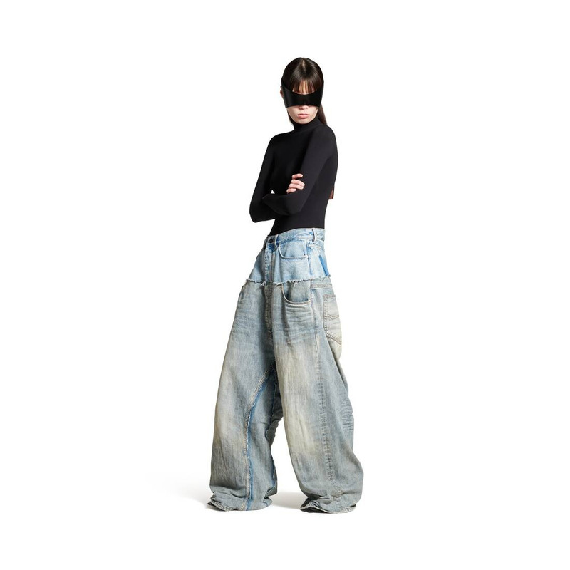 Men's Cut-up Baggy Pants in Blue 3