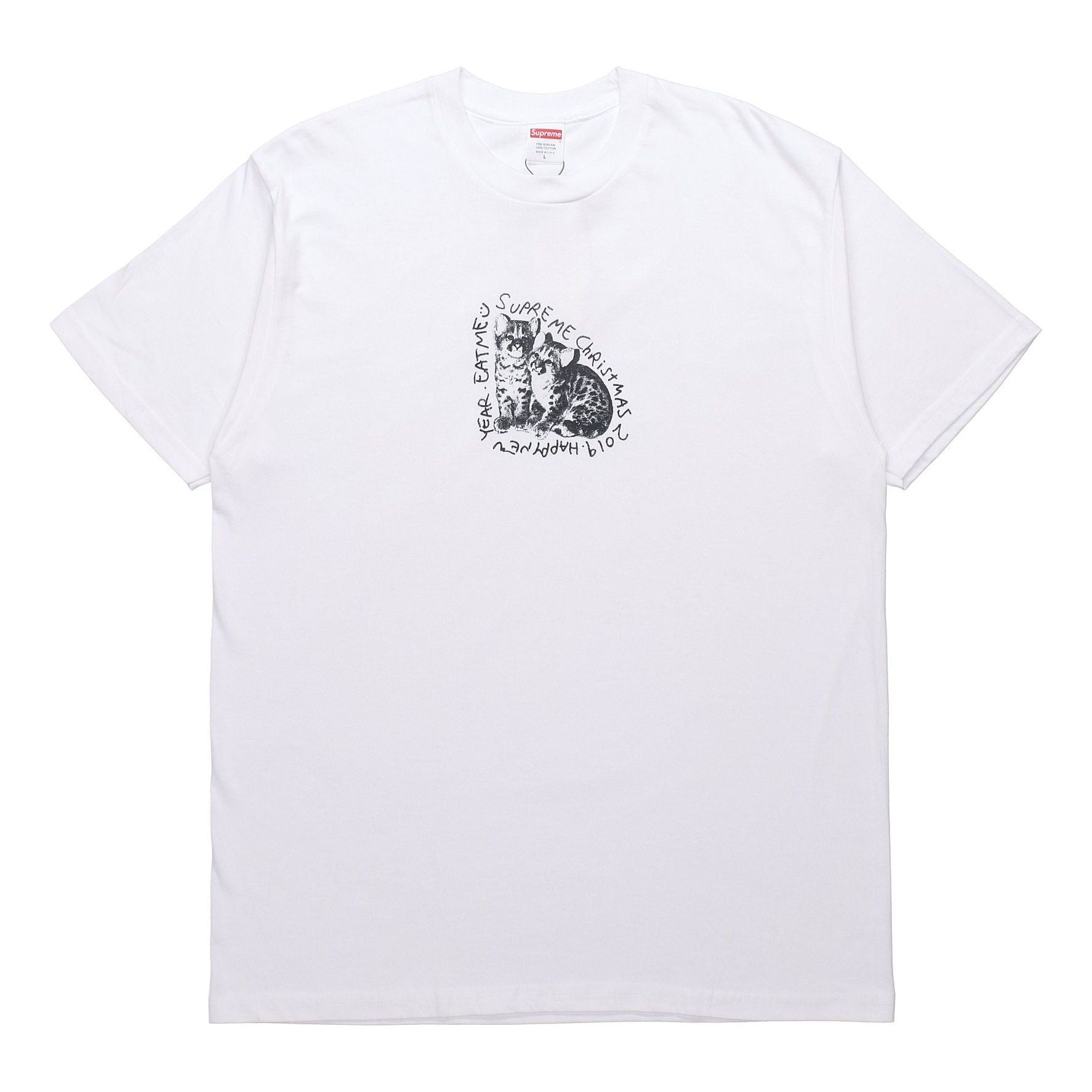 Supreme FW19 Week 17 Eat Me Tee Kitten Printing Short Sleeve Unisex White SUP-FW19-10915 - 1