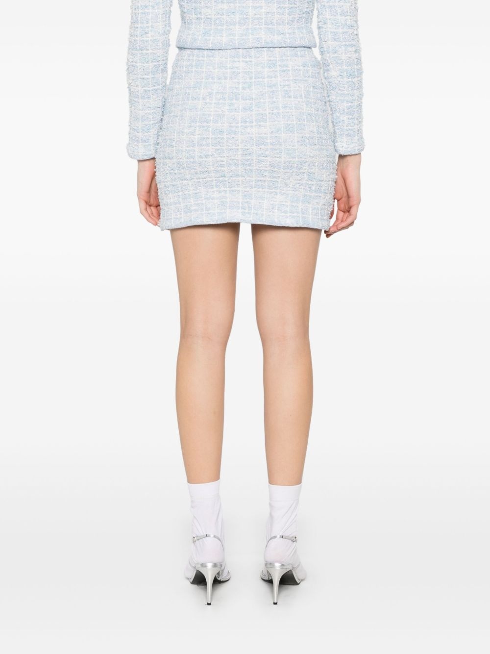 checked knitted mini skirt - 4