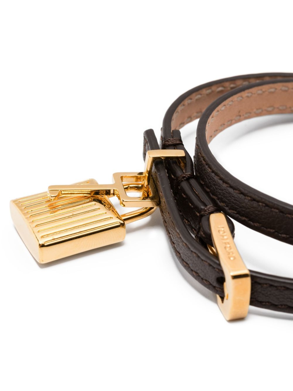 padlock-pendant leather bracelet - 3