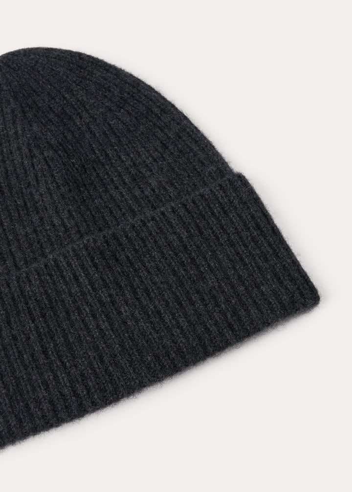Wool cashmere knit beanie dark grey melange - 4