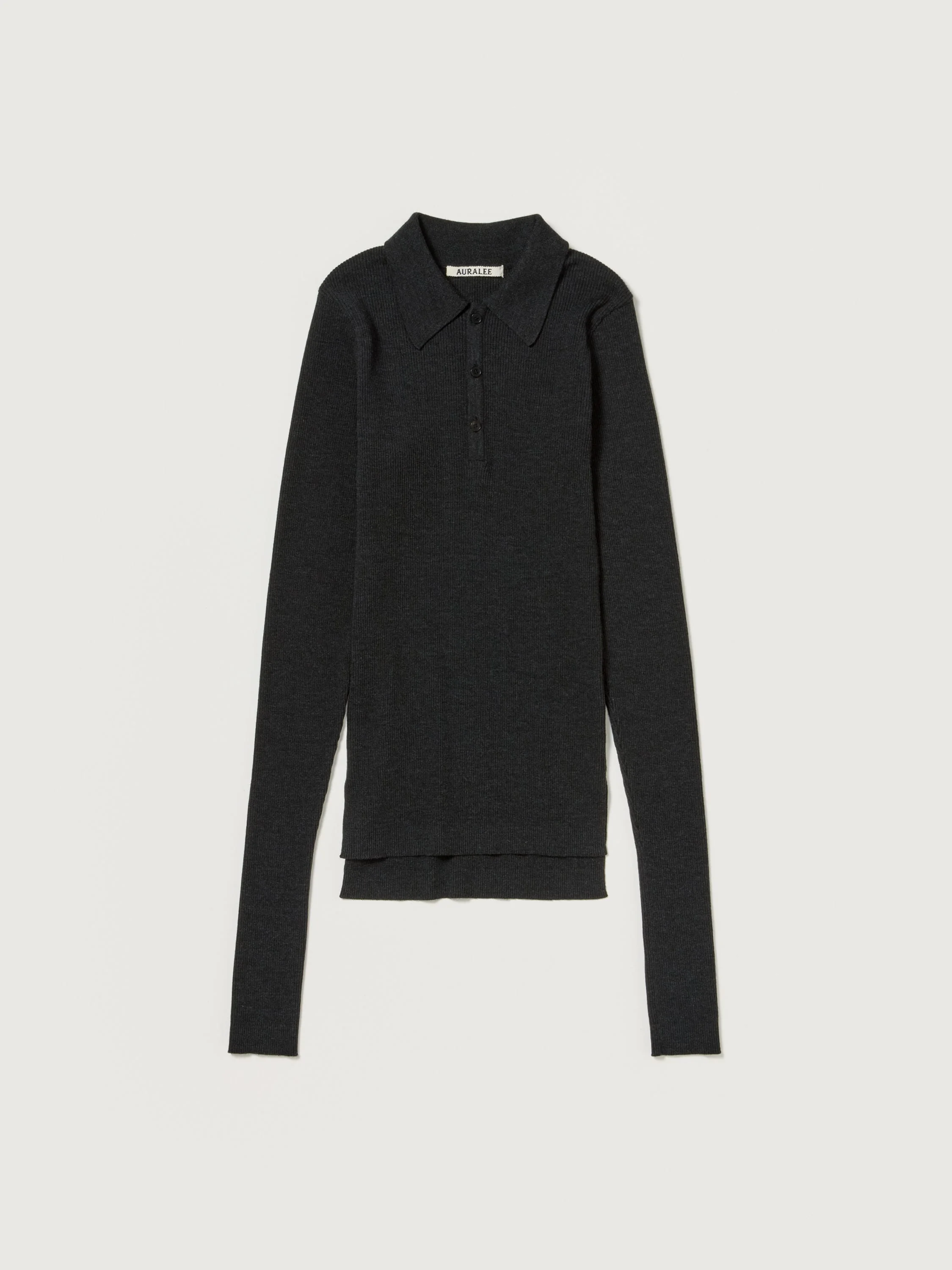 SUPER FINE WOOL HIGH GAUGE RIB KNIT POLO - 1