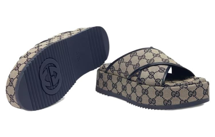 (WMNS) Gucci GG Platform Slide Sandal 'GG Motif - Beige Blue' 692842-H6320-4061 - 6