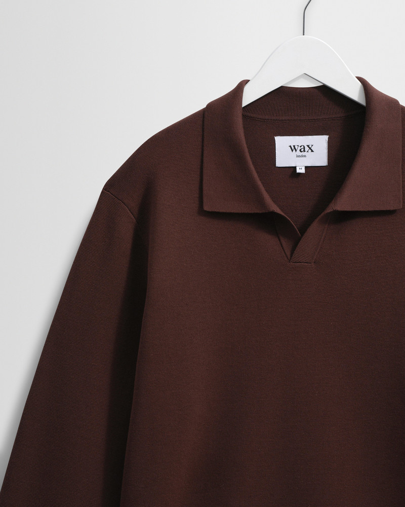 Carter - Brown Open Collar Milano Knit Polo 7