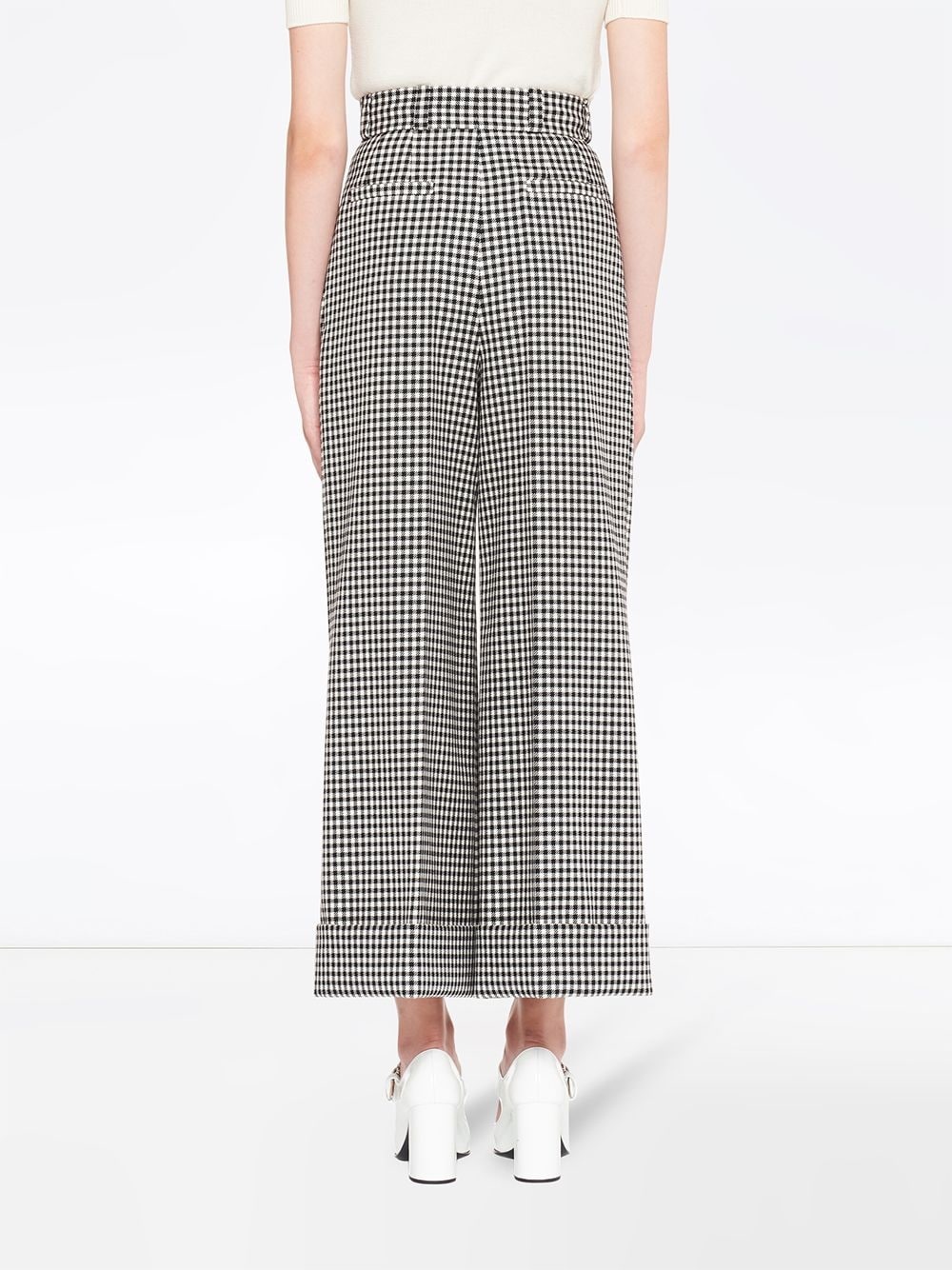 gingham check twill trousers - 4