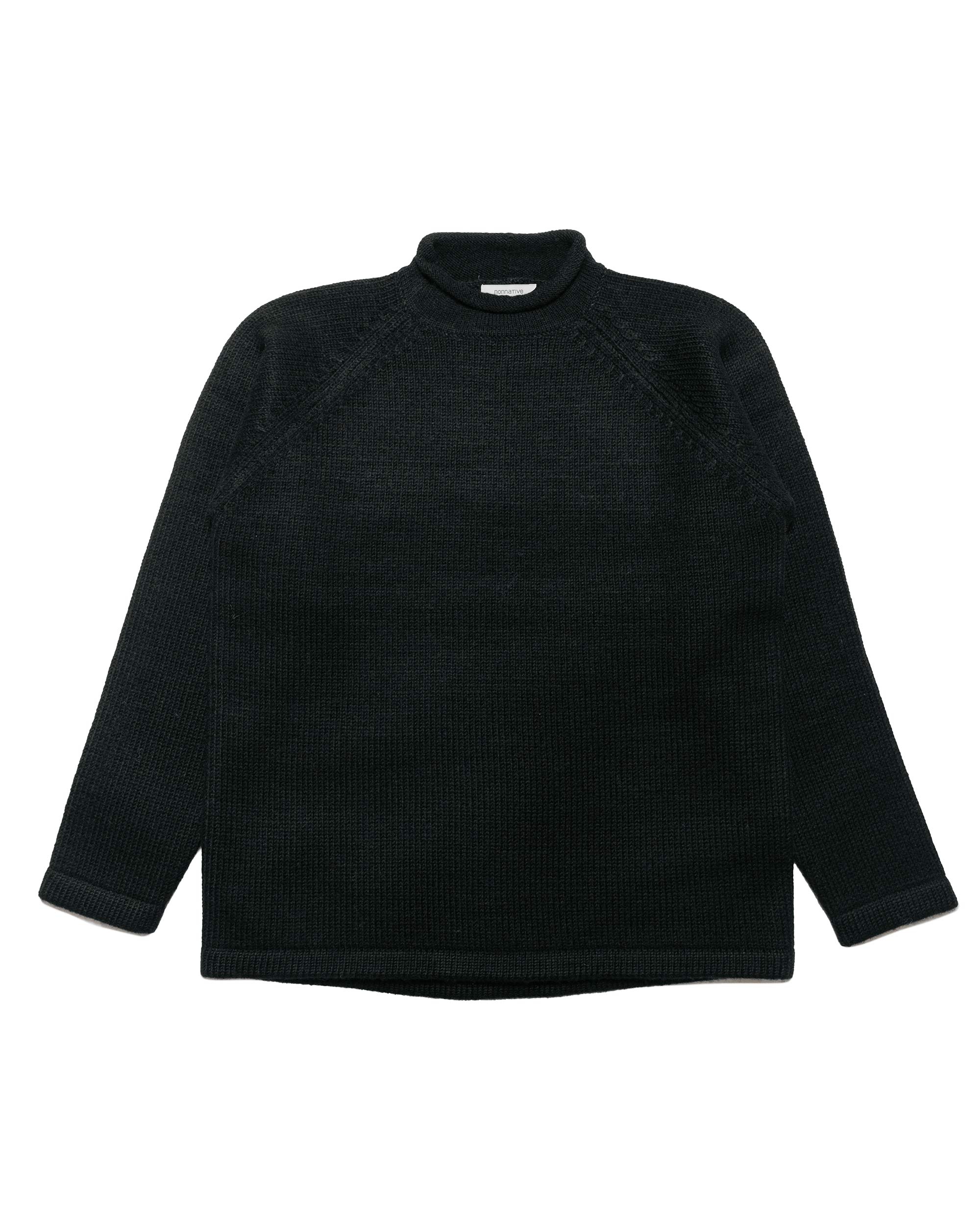 Adventurer Roll Neck Sweater Wool Yarn Black - 1