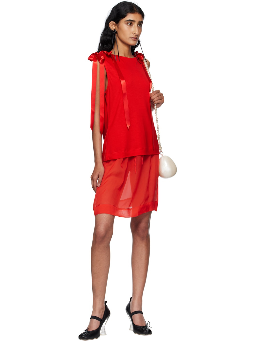 Red Bow Ribbon Tail Tank Top - 4