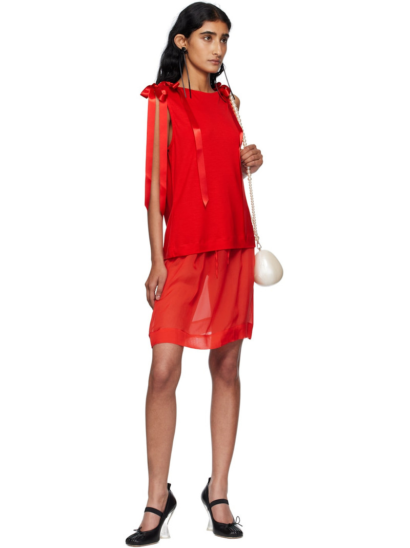 Simone Rocha Red Bow Ribbon Tail Tank Top outlook