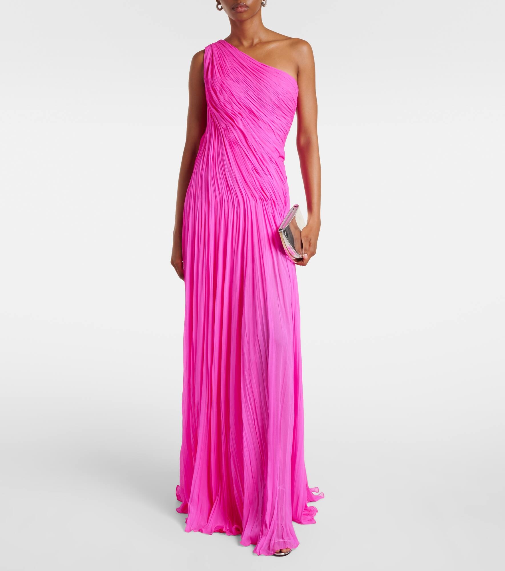 Pleated silk georgette chiffon gown - 2