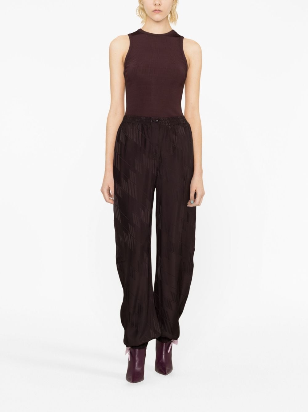logo-jacquard tapered trousers - 2