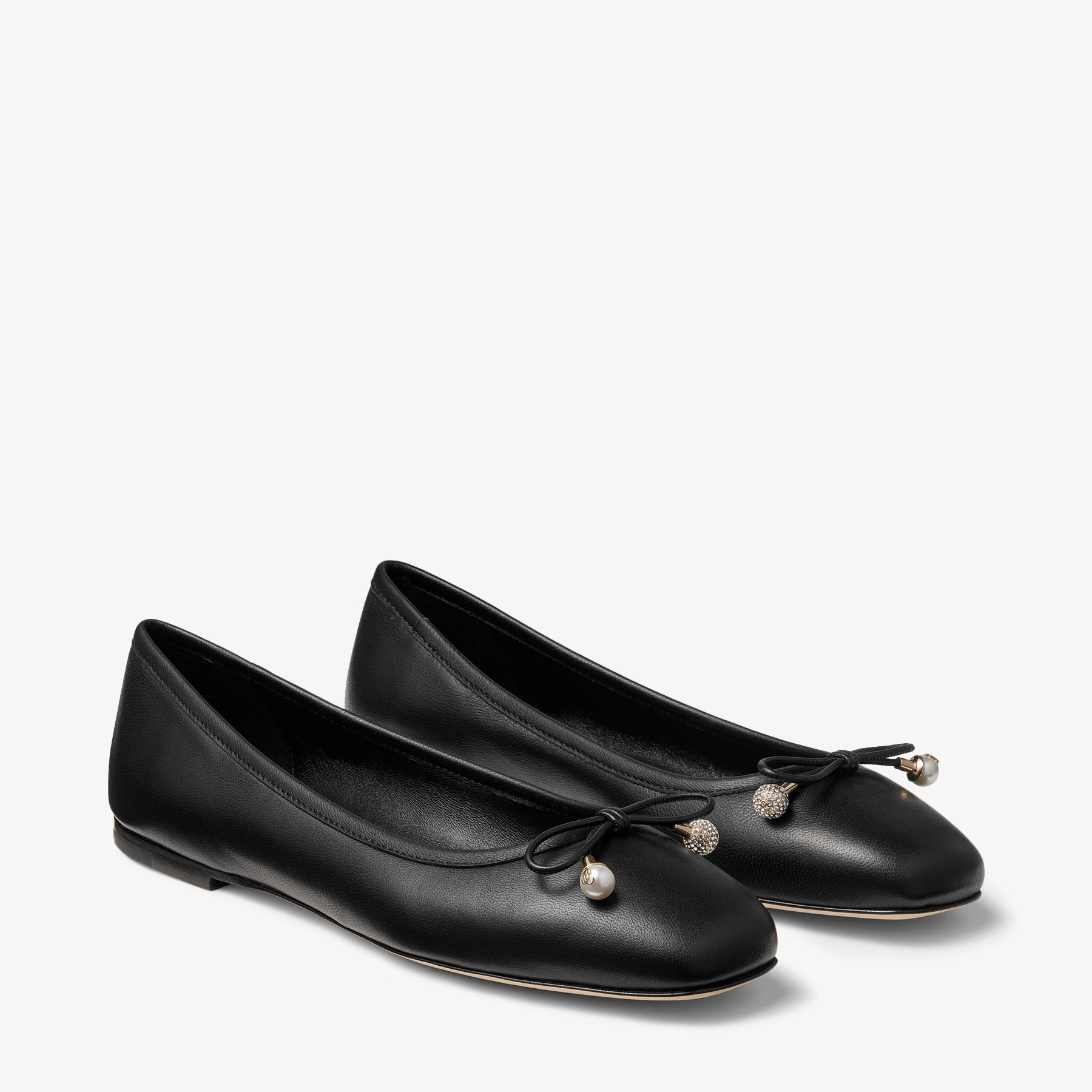 Elme Flat
Black Nappa Leather Flats with Pearl Embellishment - 2