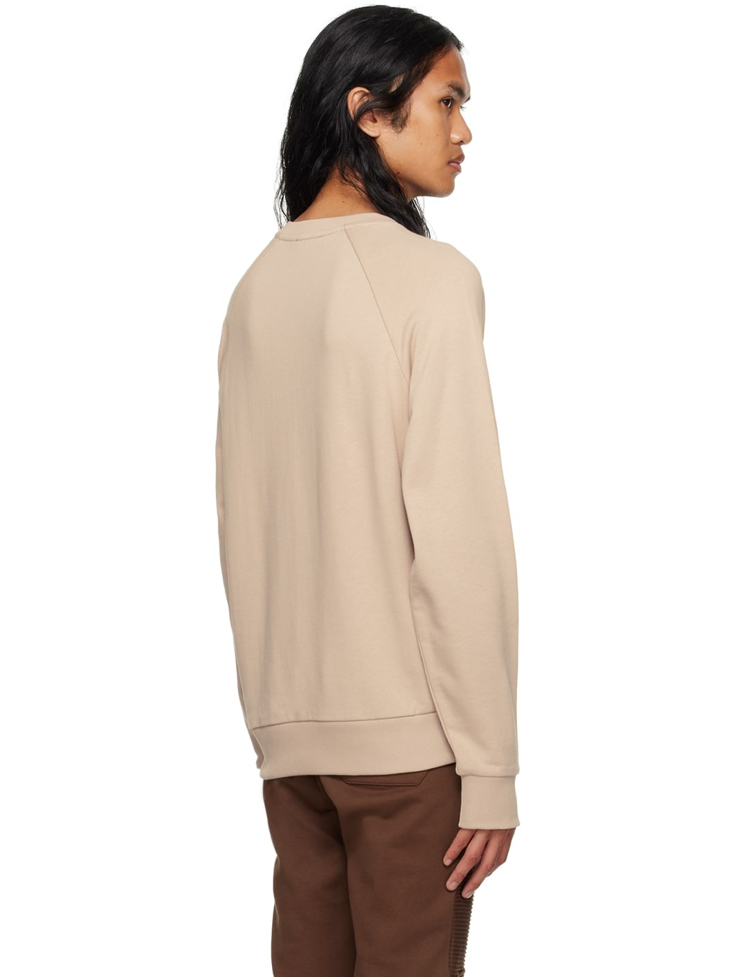 Beige Flocked Sweatshirt - 3