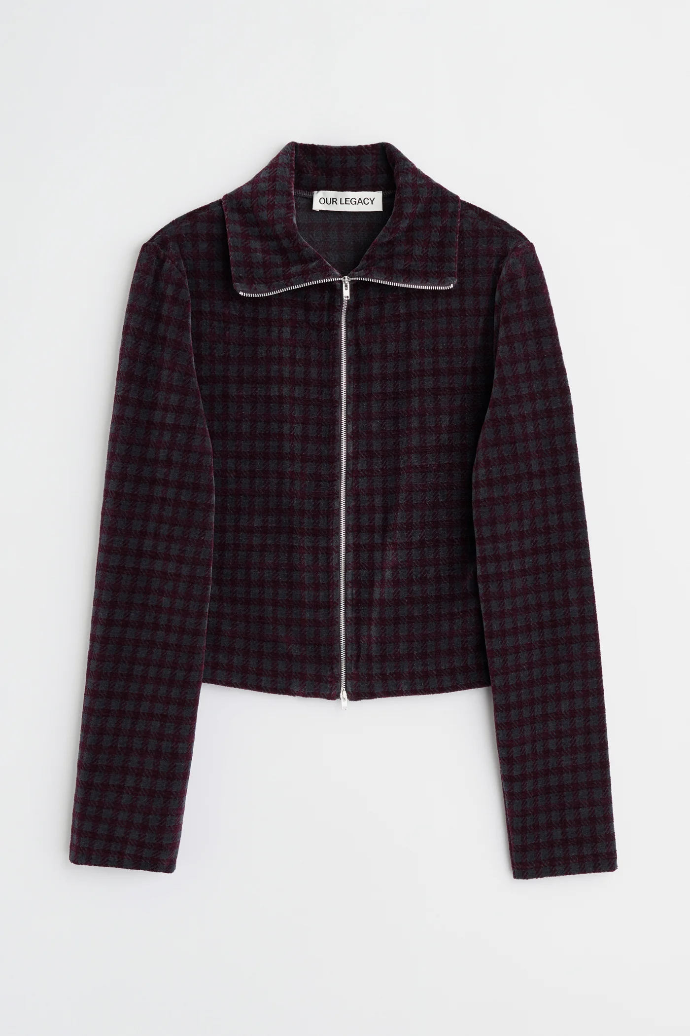 Slim Zip Longsleeve Merlot Houndini Check Velour - 1