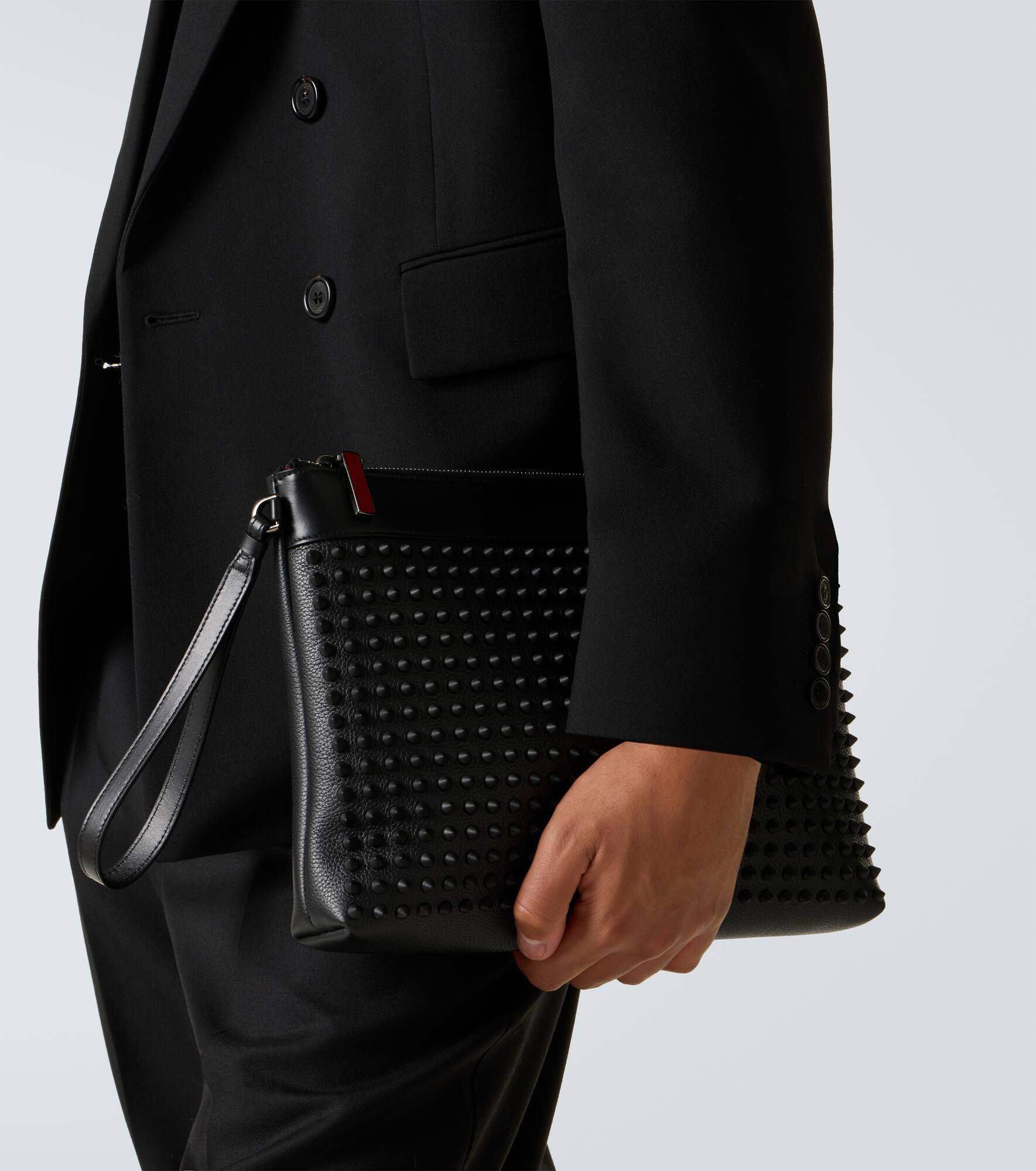 Funky stud-embellished leather pouch - 3