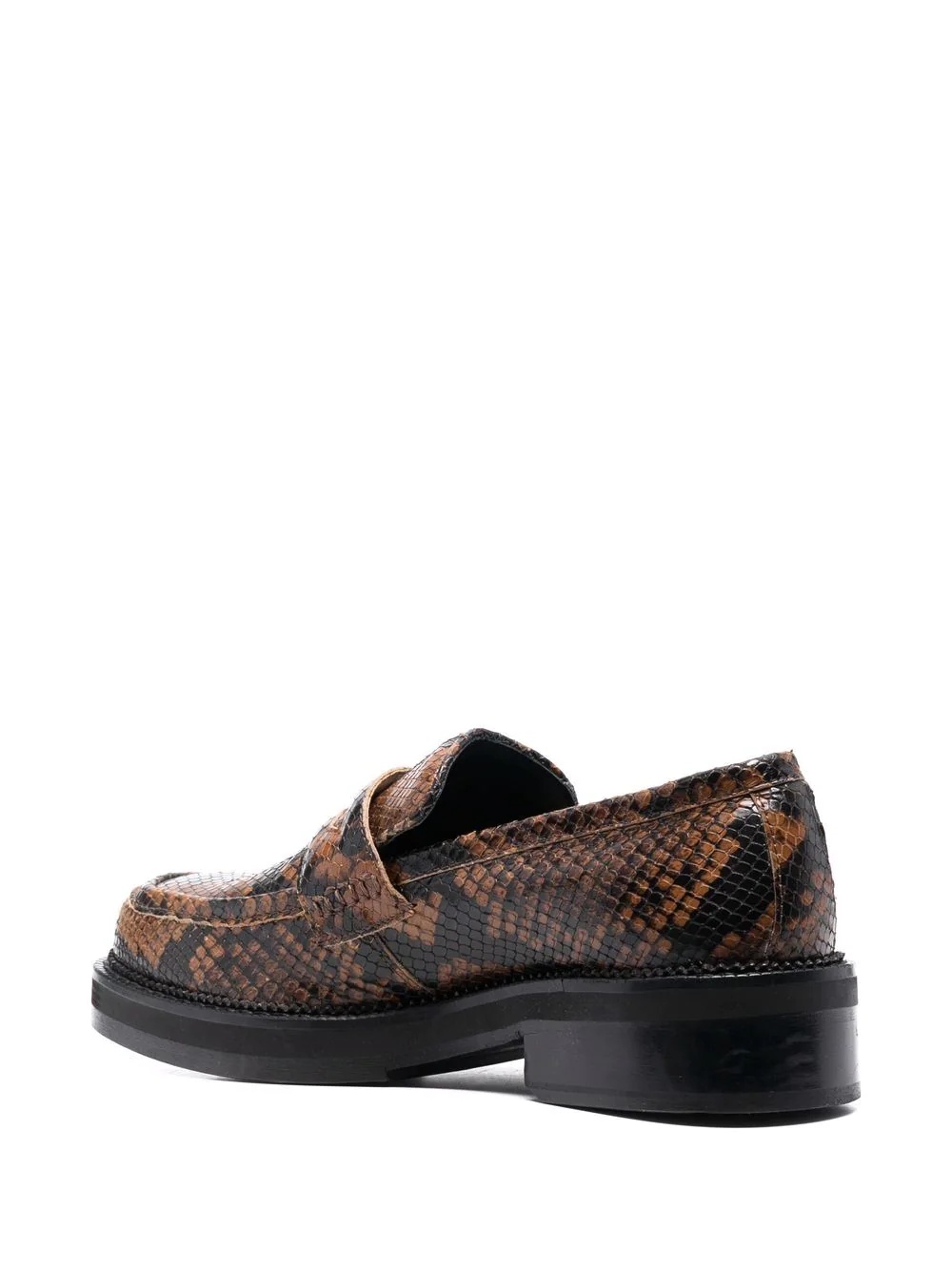 snakeskin-effect leather loafers - 3