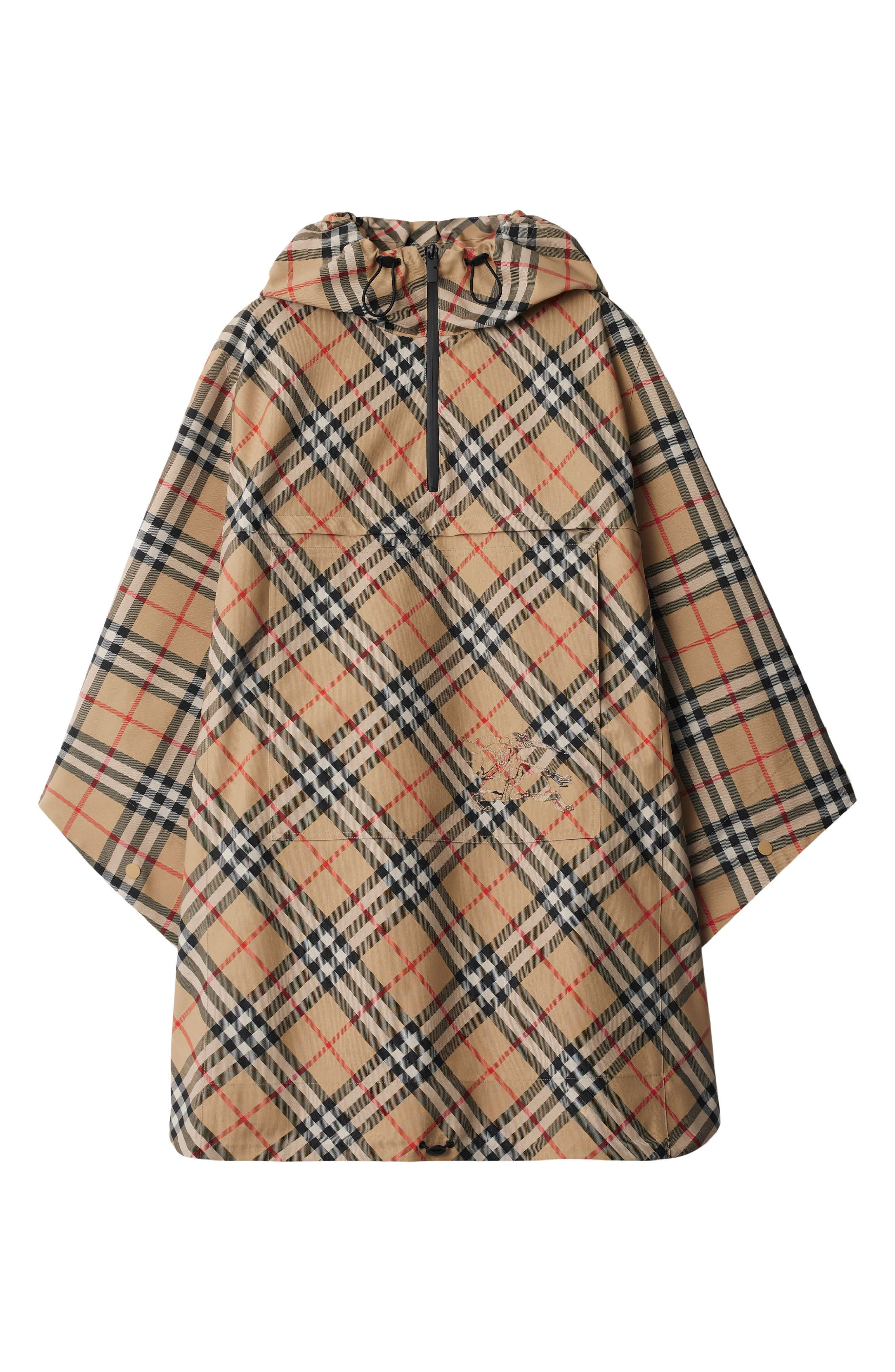 burberry Check Nylon Poncho in Sand at Nordstrom - 7