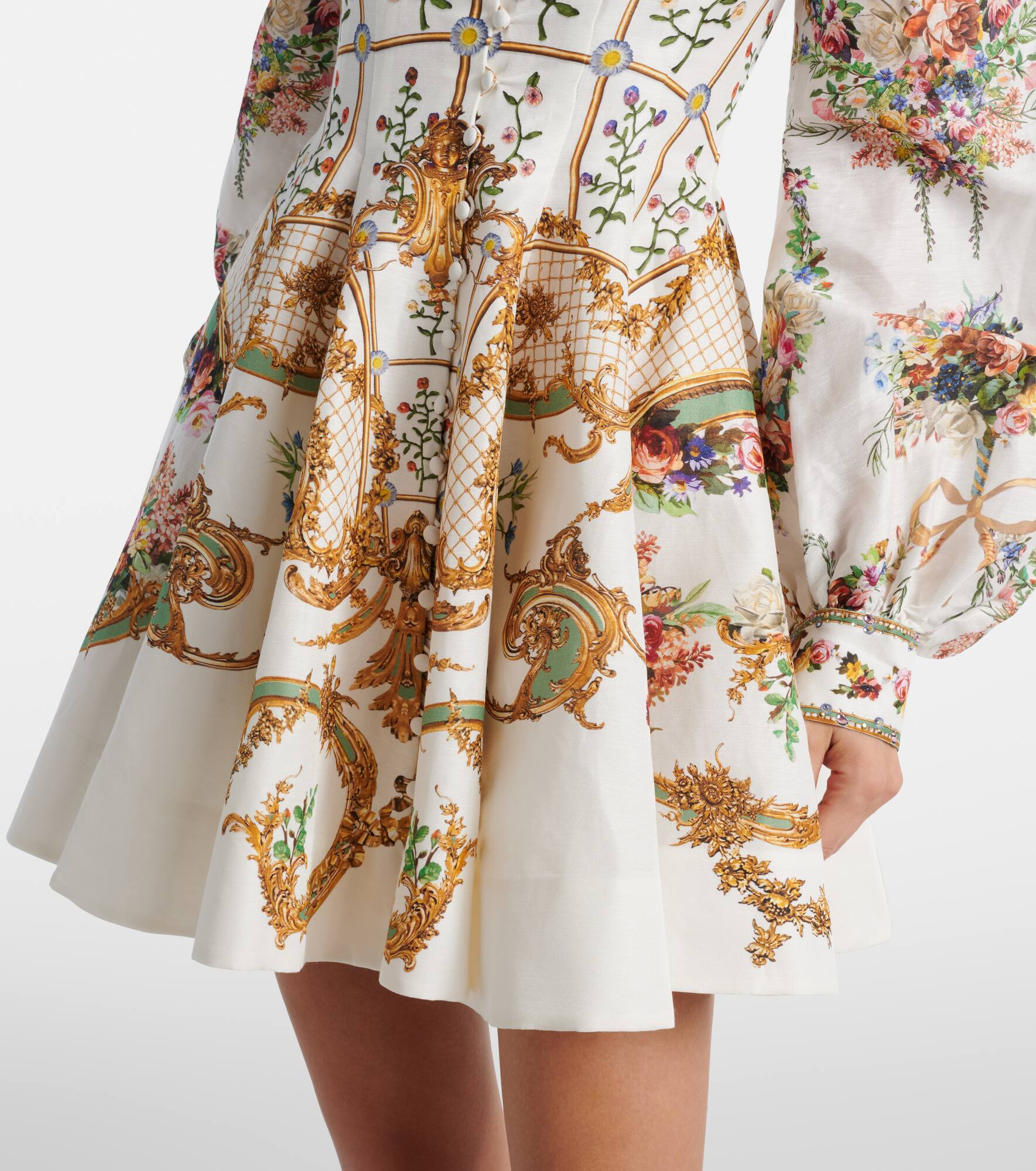 Floral linen and silk bustier dress - 5