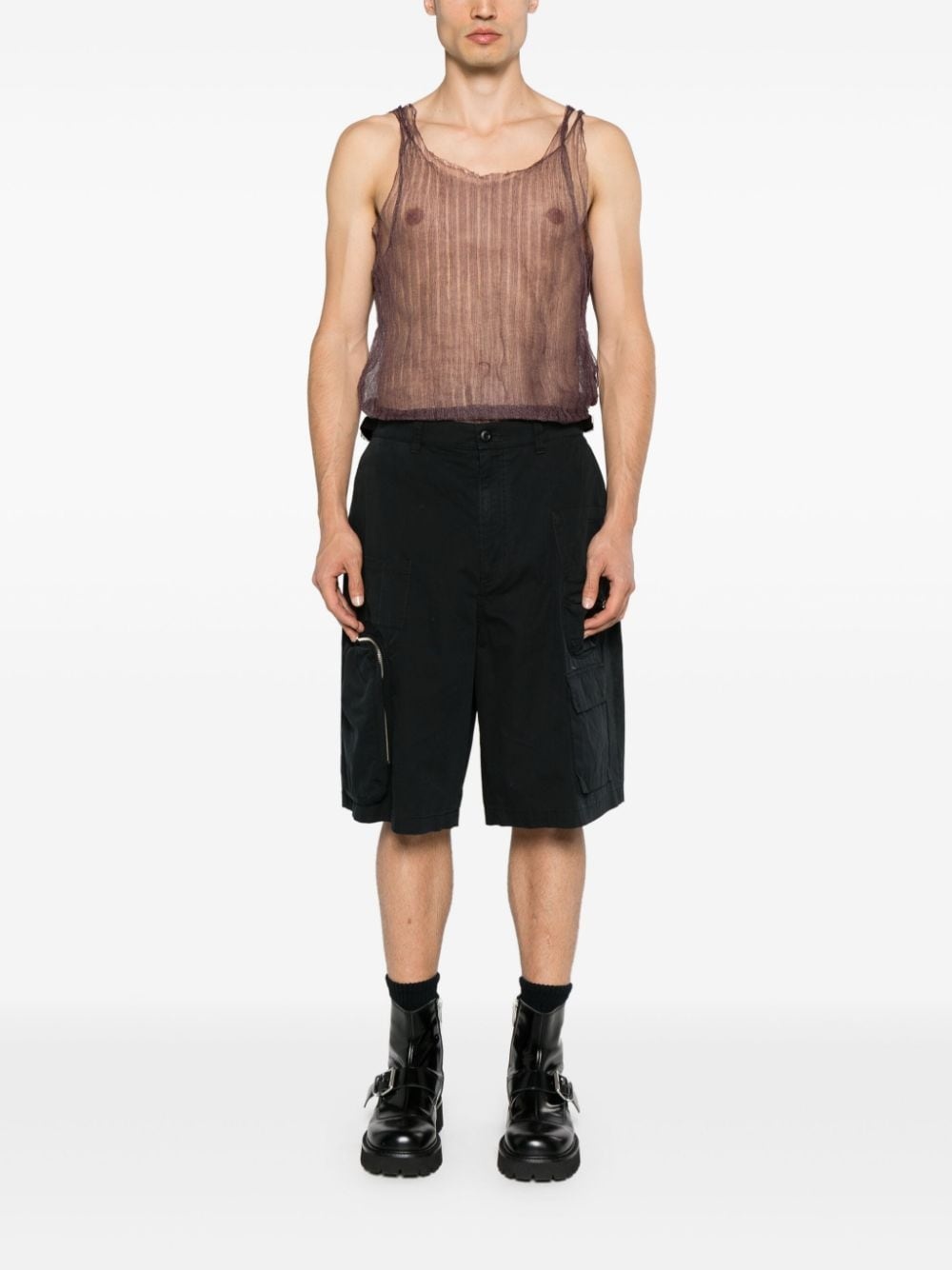 mid-rise cotton cargo shorts - 2