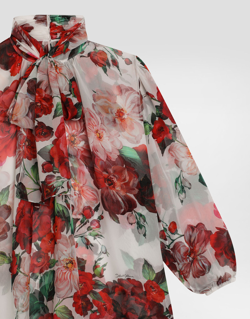 Chiffon pussy-bow blouse with rose print 4