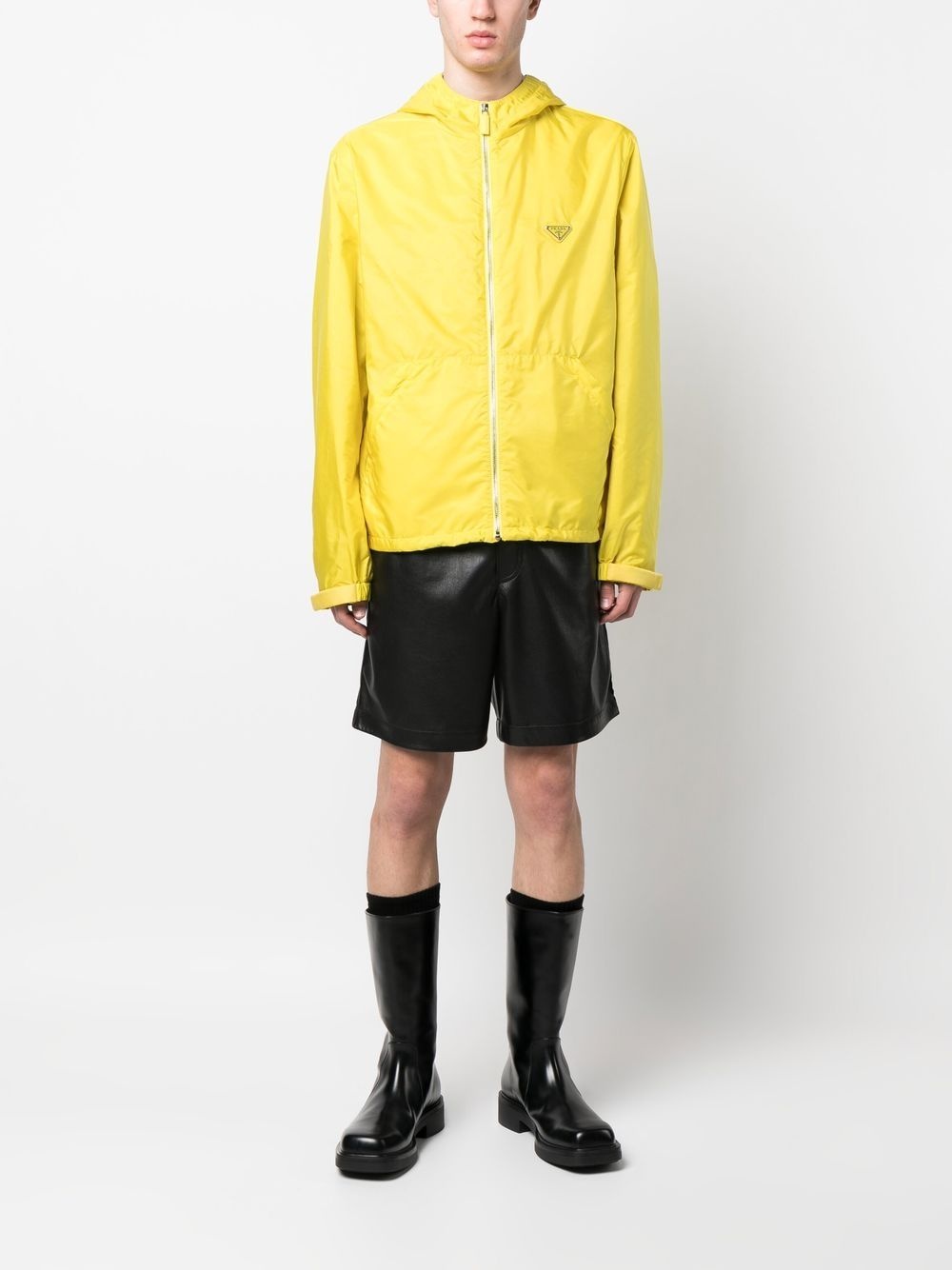 logo-plaque hooded jacket - 2