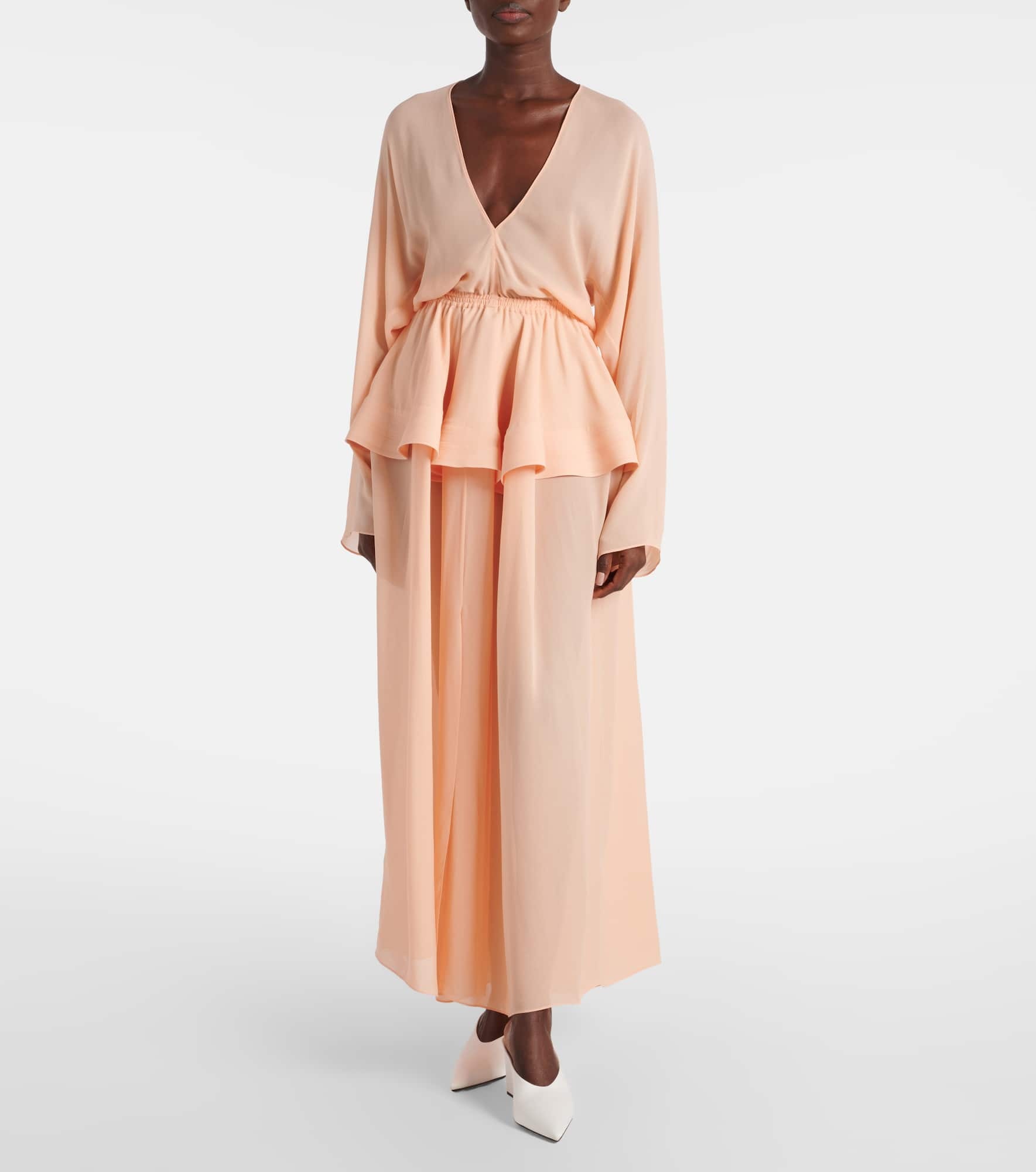 Peplum georgette maxi dress - 2