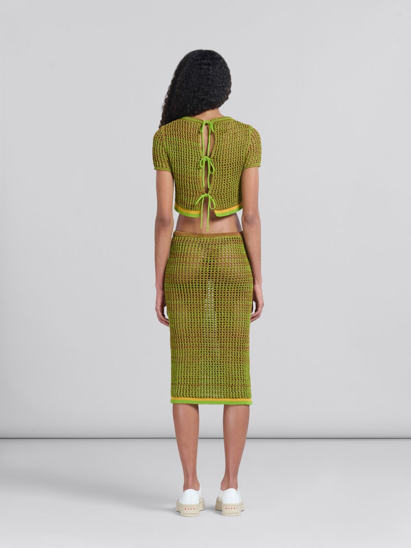 GREEN ORGANIC COTTON NET MIDI SKIRT - 3