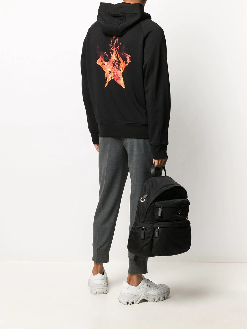 flames logo print hoodie - 2