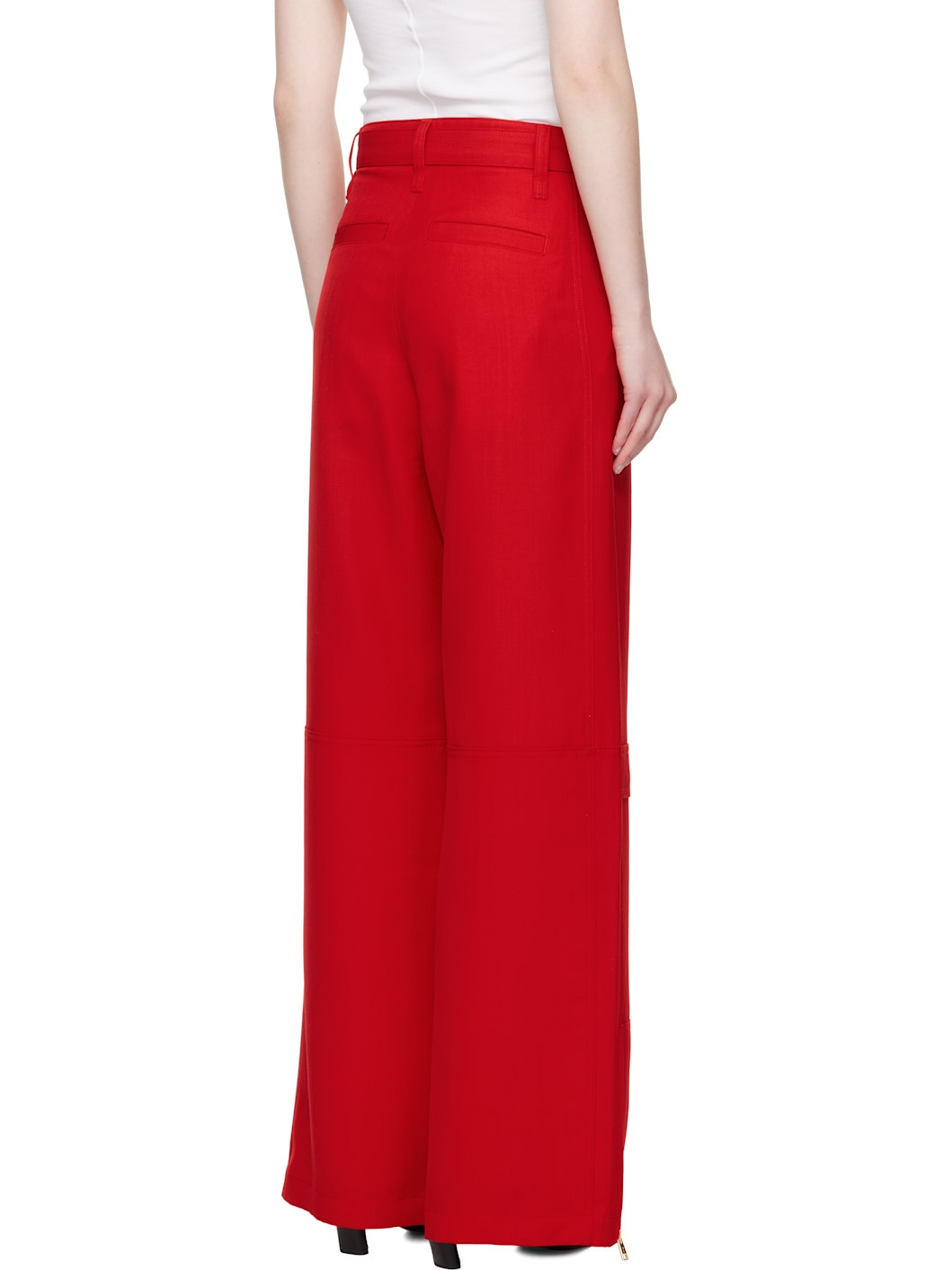 Red Wool Cargo Pants - 3