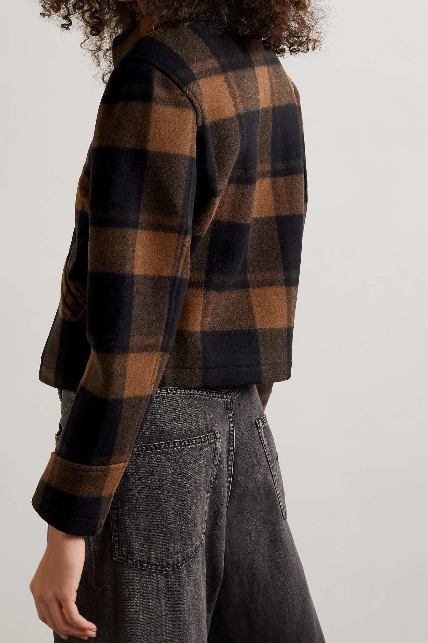 40s checked wool-blend felt jacket - 3