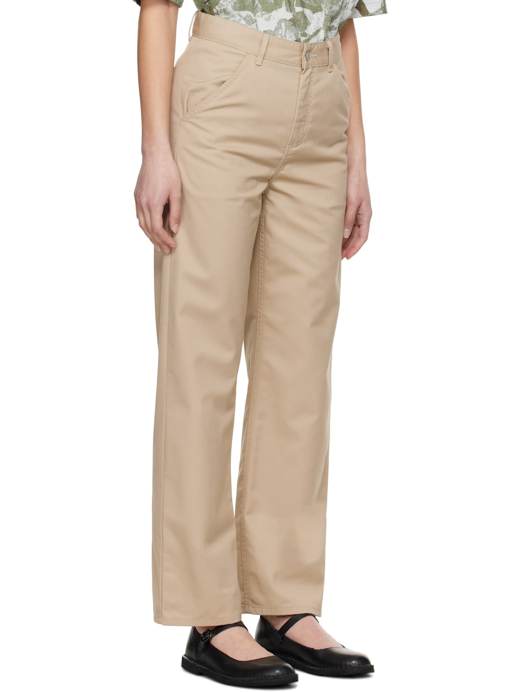 Beige Simple Trousers - 2