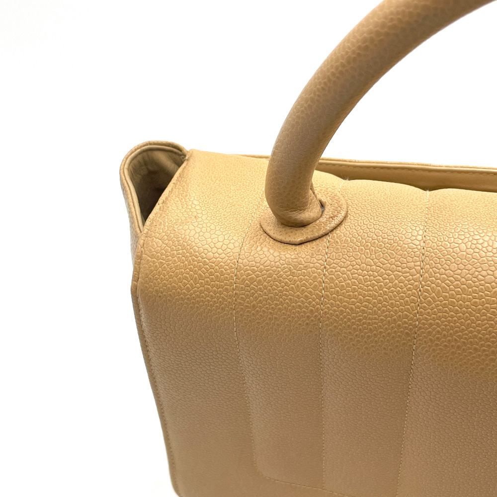 Chanel No.3 Beige Caviar Top Handle Bag - 8