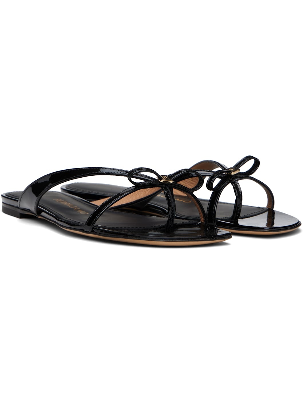 Black Thin Bow Sandals - 4