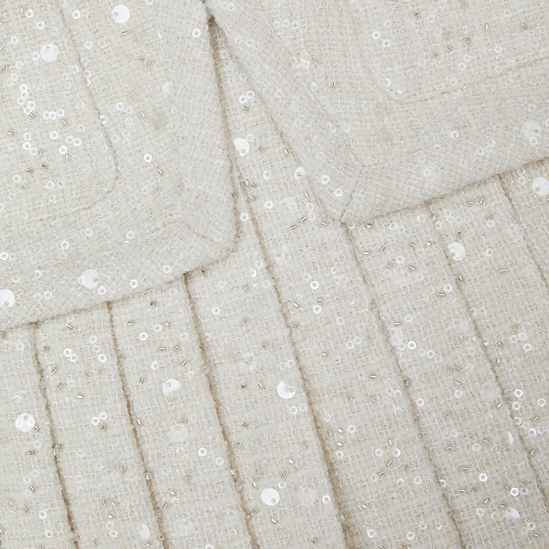 White Sequin Boucle Mini Jacket Dress 7