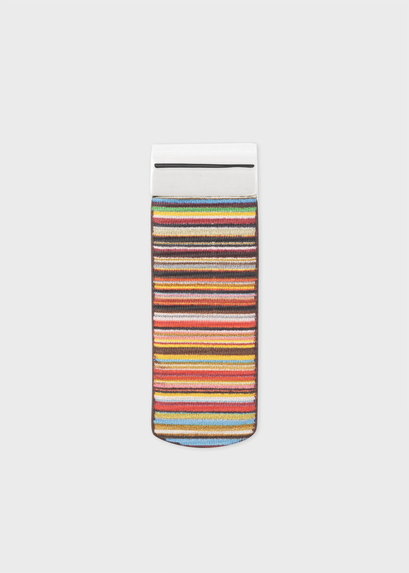 'Signature Stripe' Leather Money Clip 1
