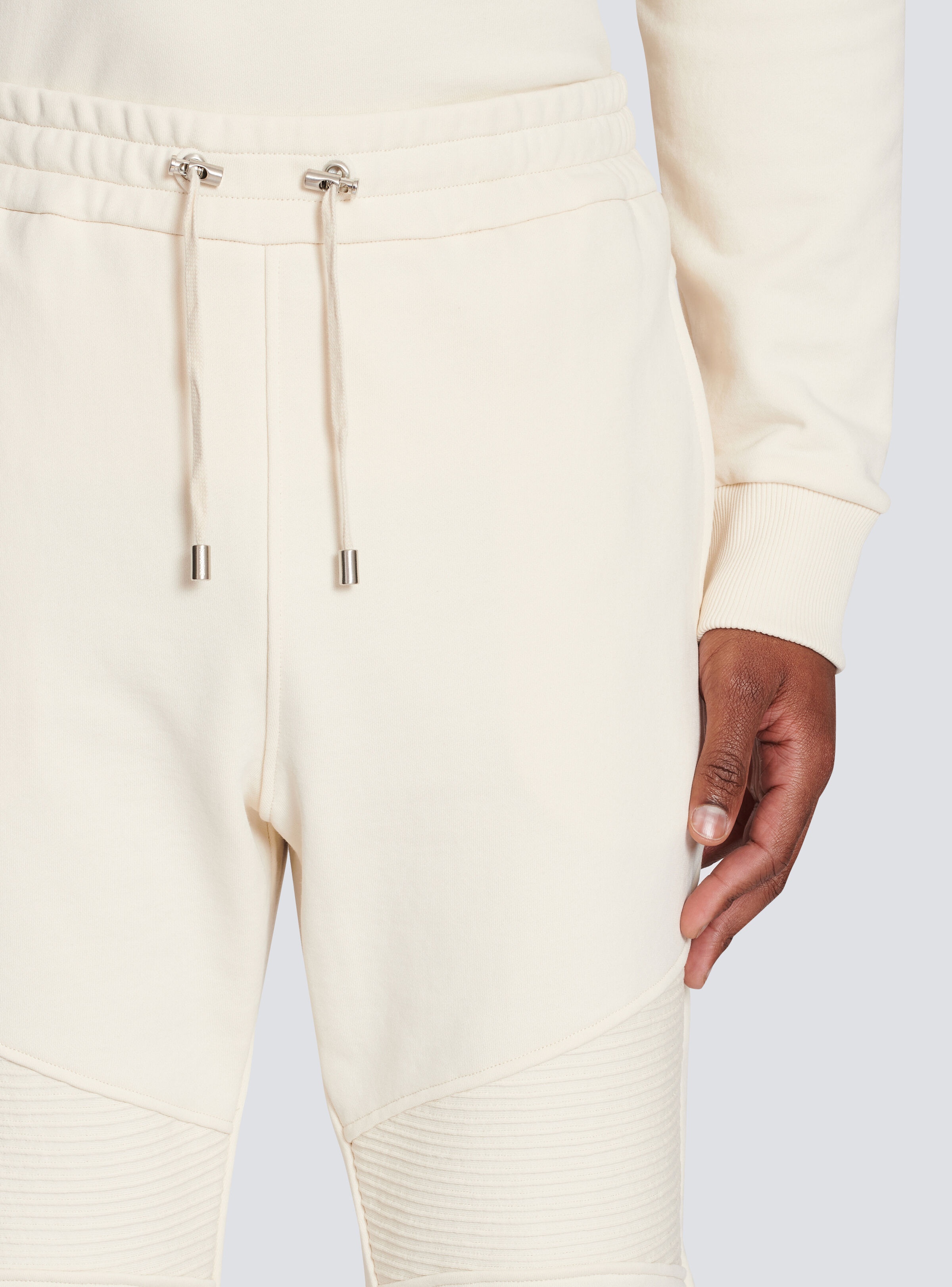 Balmain logo printed cotton jogging bottoms - 6