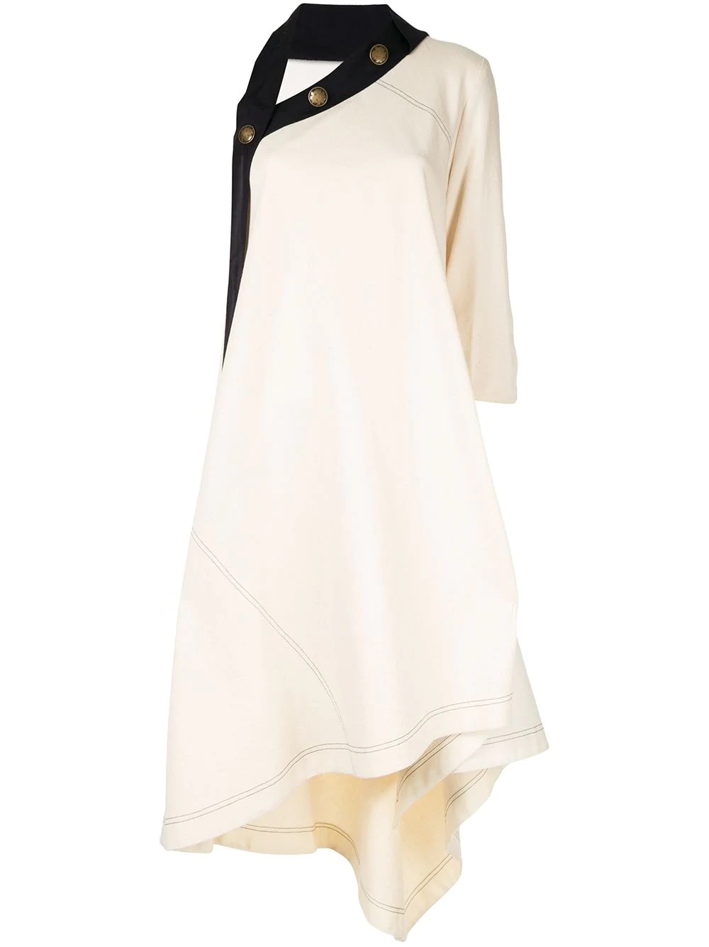 sail print asymmetrical canvas dress - 1