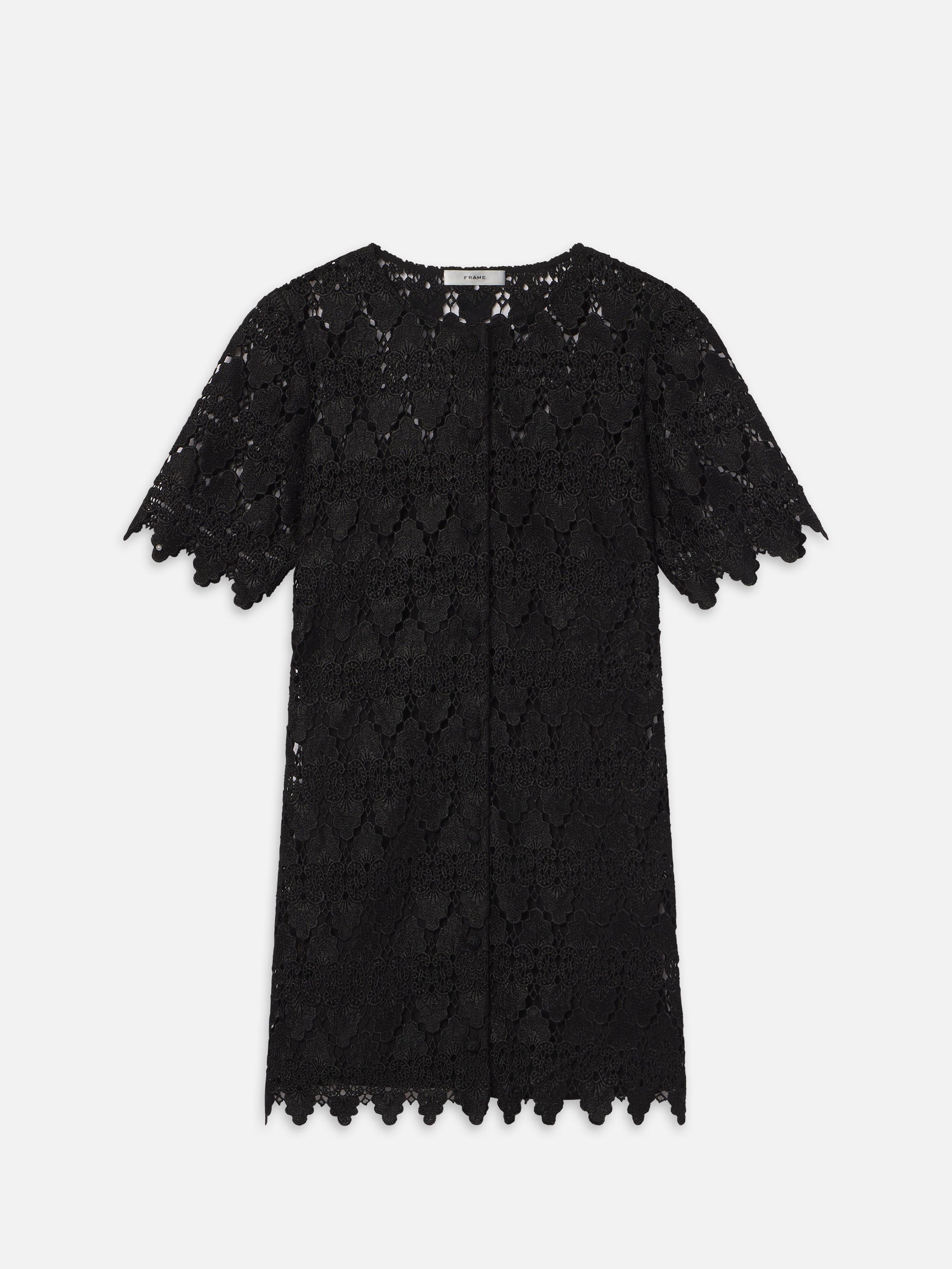 The Lace Button Front Dress in Black - 1