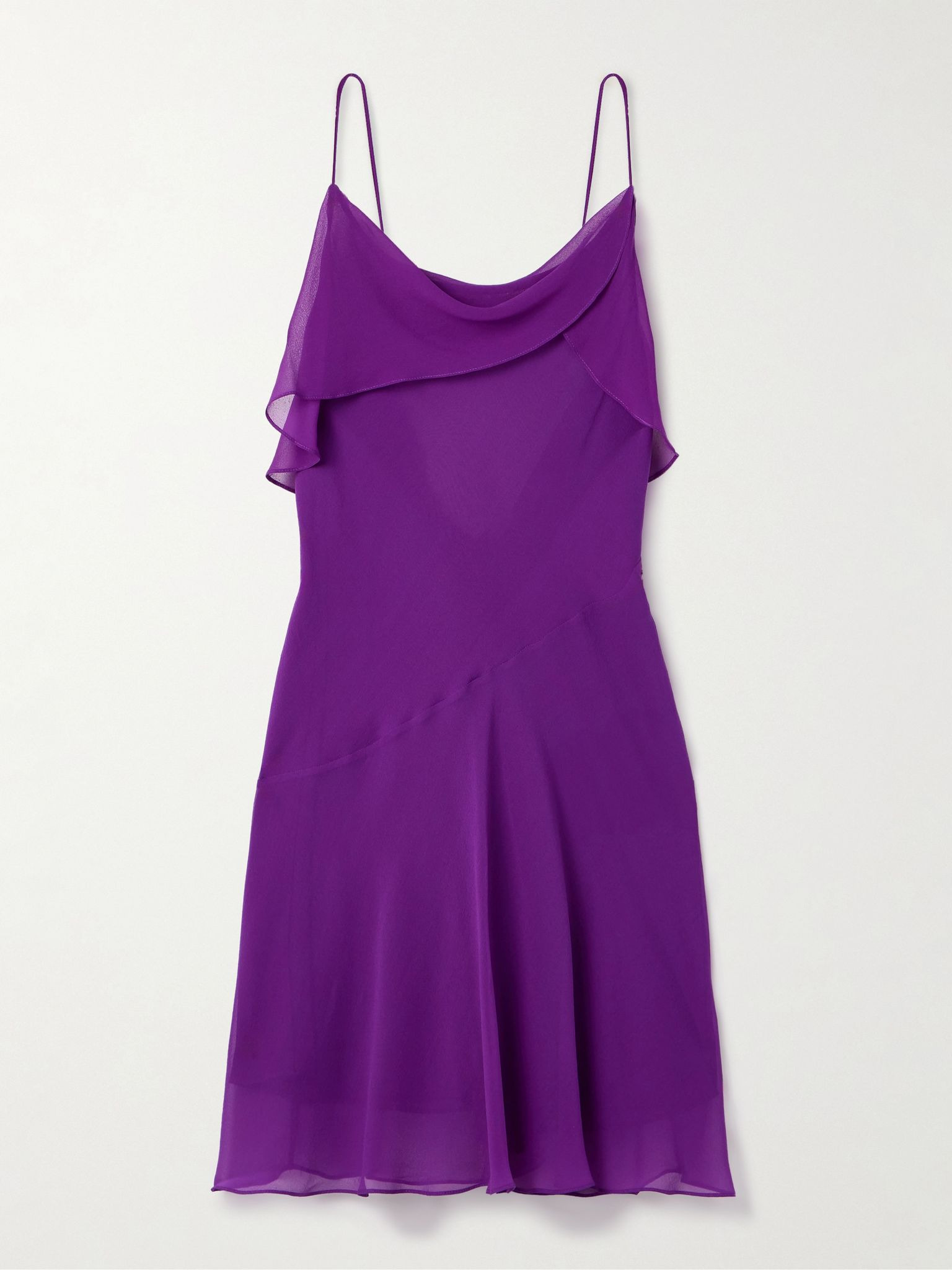 Draped silk-georgette mini dress Purple - 1