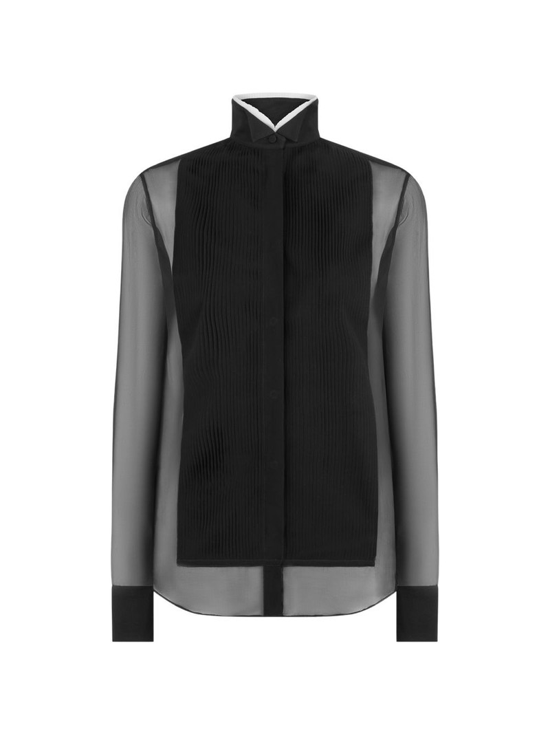 sheer pleated-bib blouse 1