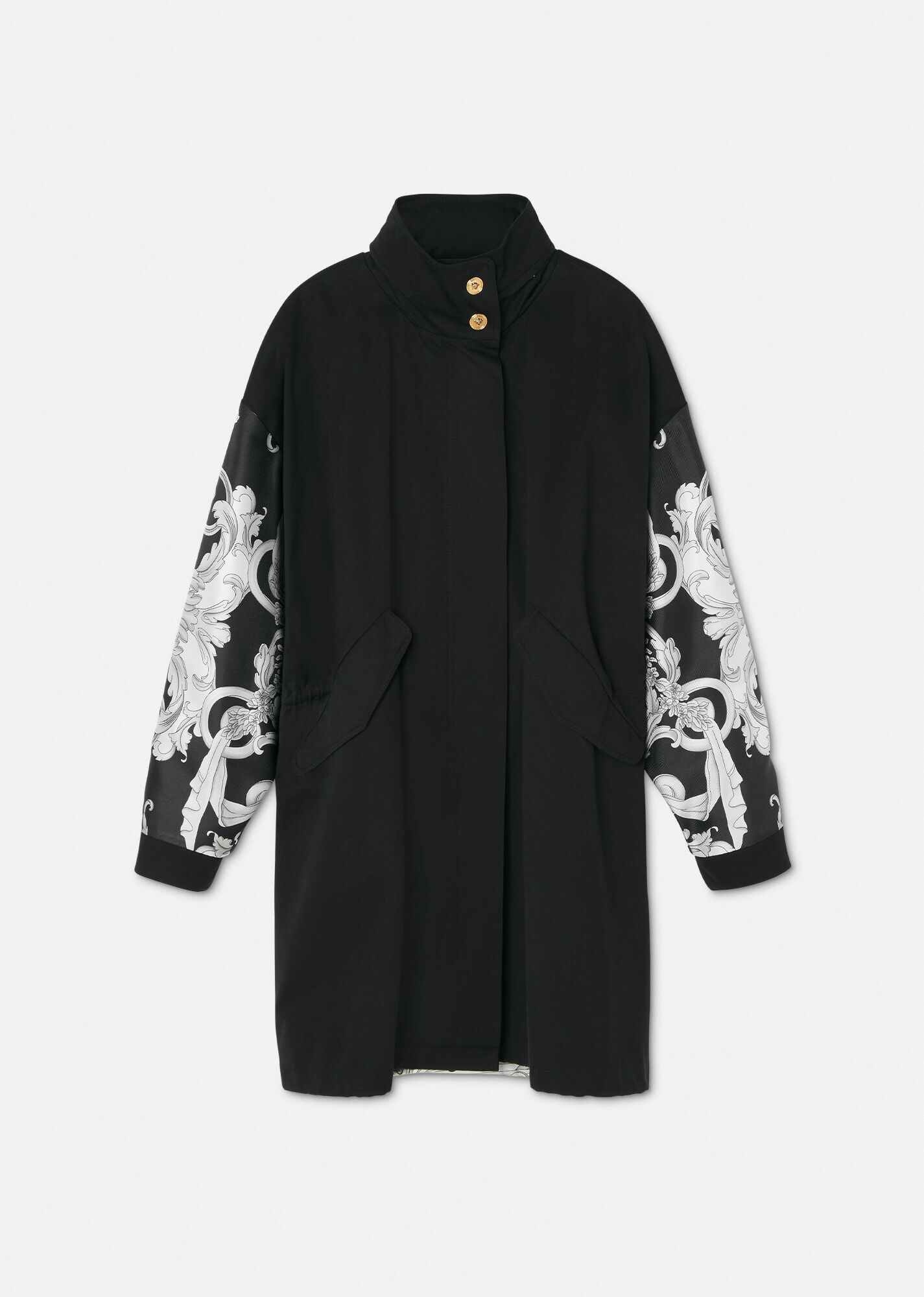 Silver Baroque Parka Coat - 1