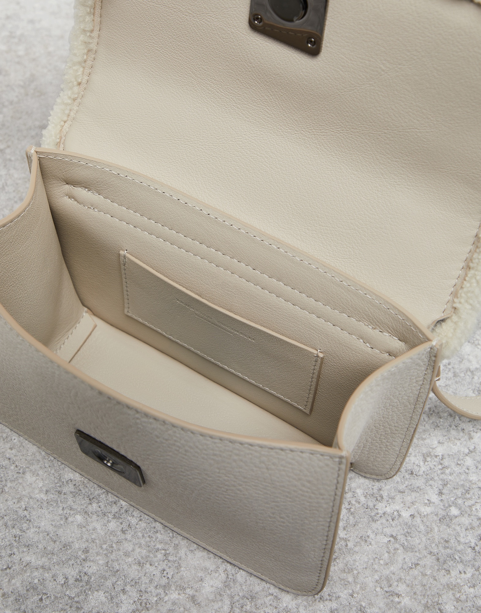 Nubuck city bag with monili and shearling details - 5