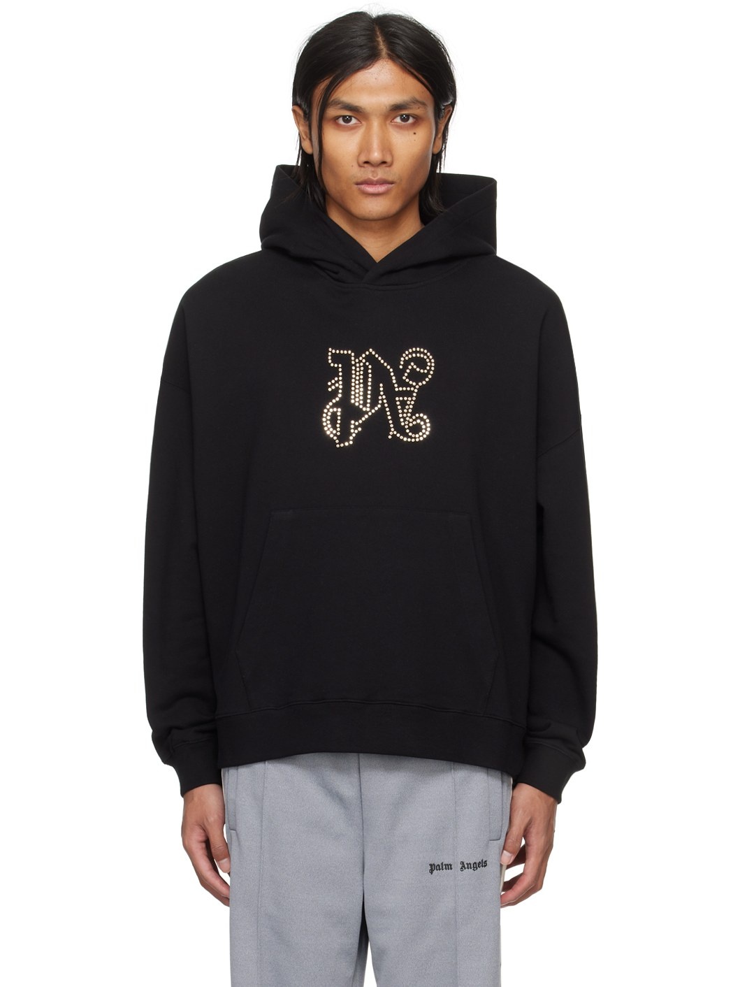 Black Monogram Statement Hoodie - 1