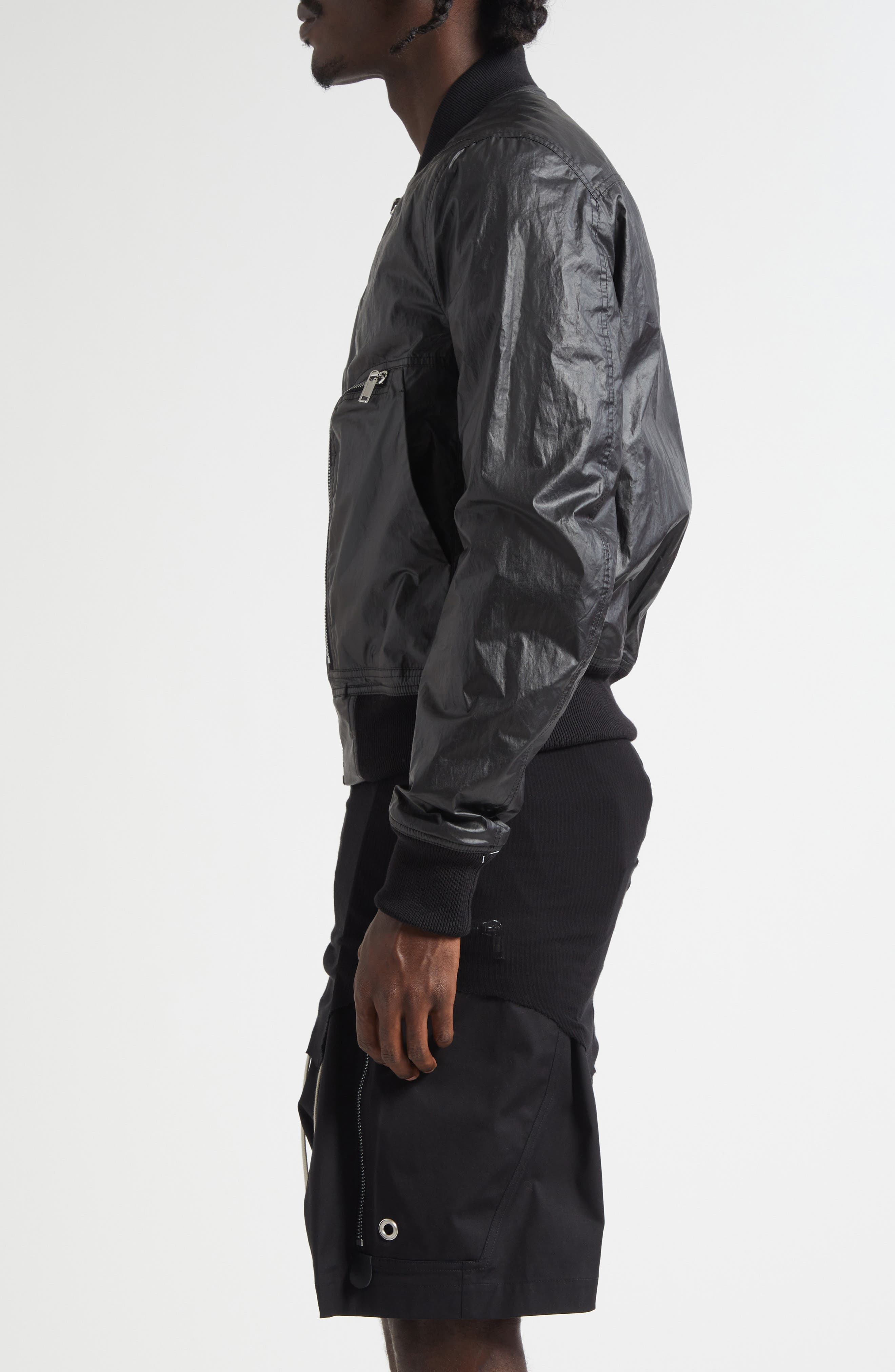Rick Owens Bauhaus Coated Cotton Flight Jacket in Black at Nordstrom - 4