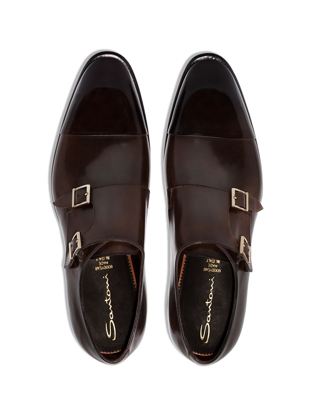 double strap leather monk shoes - 4