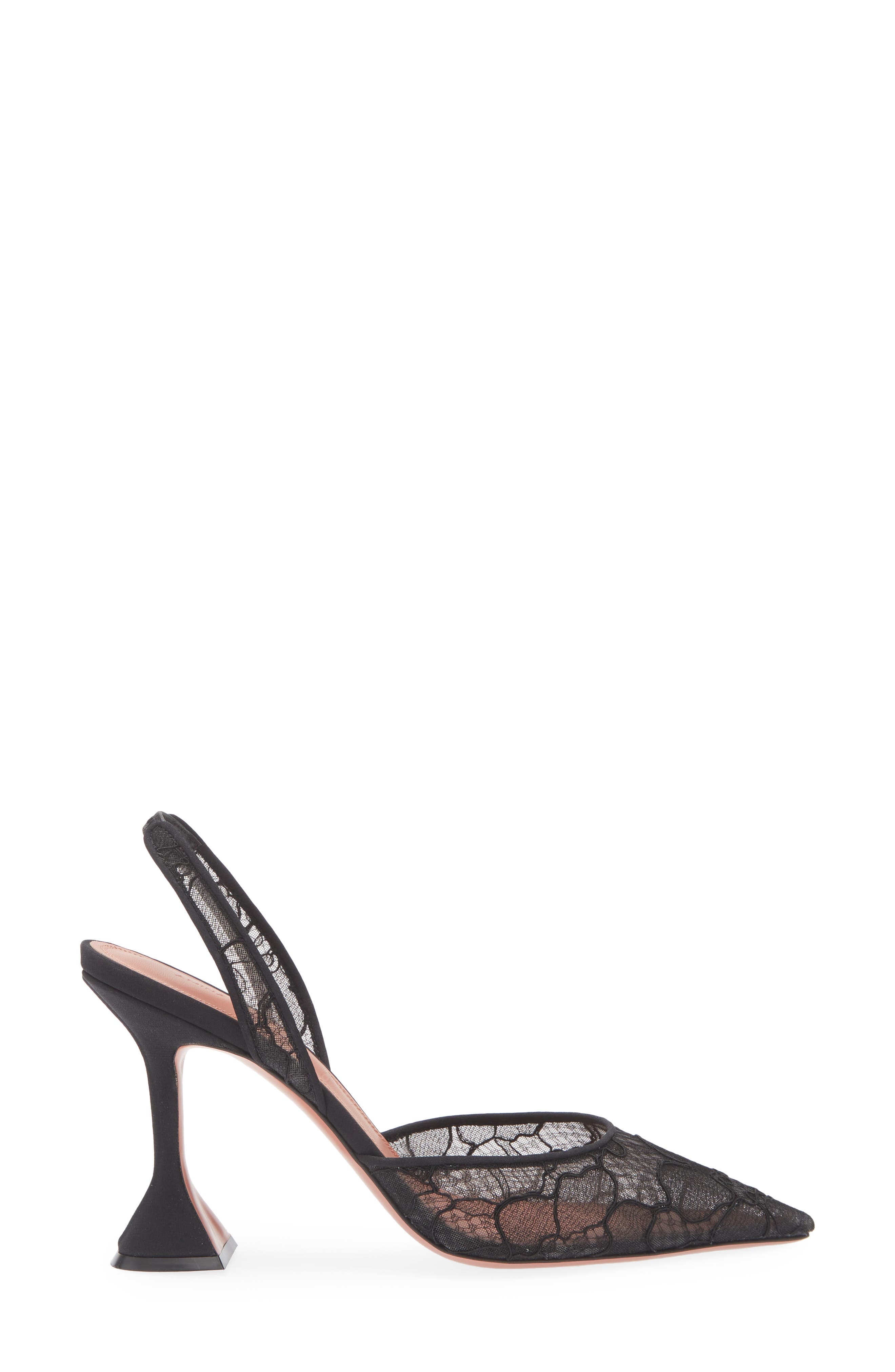 Amina Muaddi Holli Lace Slingback Pump in Lace Black at Nordstrom - 3