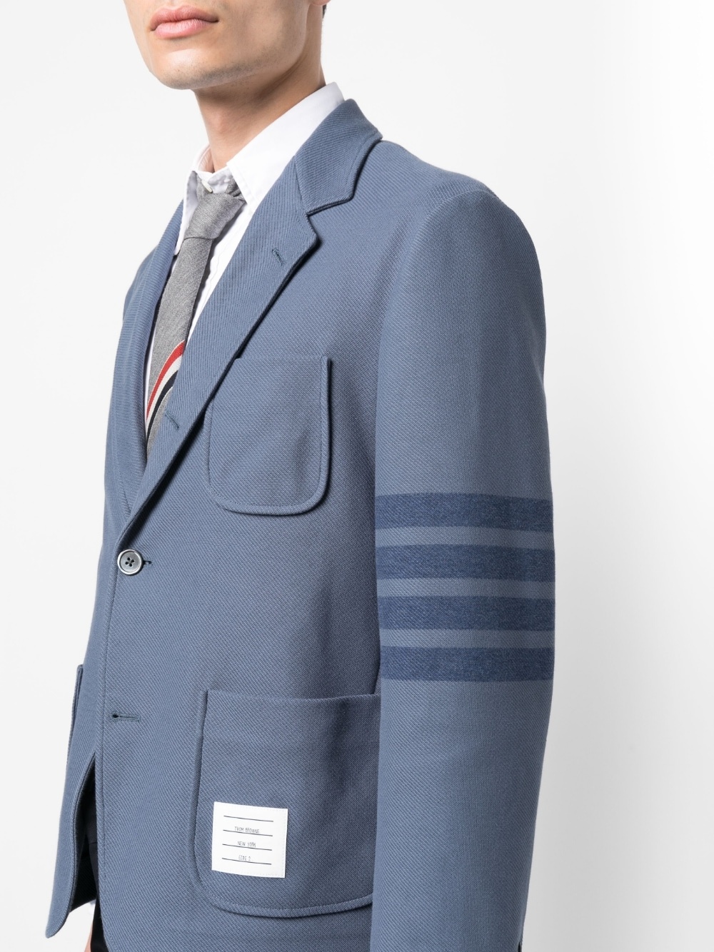 striped-sleeve cotton blazer - 5