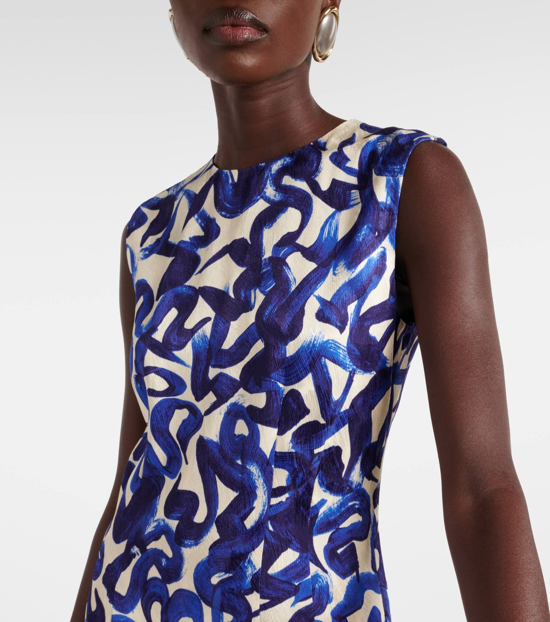 Printed jacquard midi dress - 4