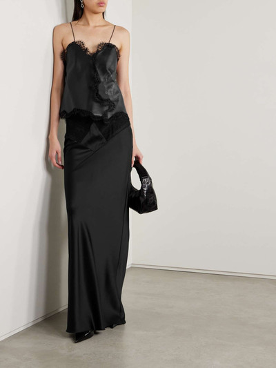 Off-White Lace and jersey-trimmed satin maxi skirt outlook